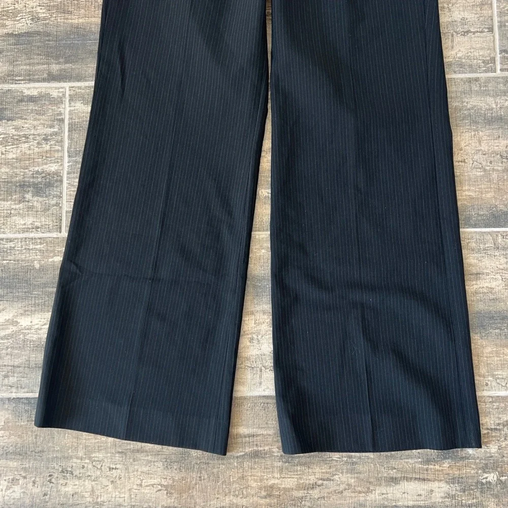 The Limited Dress Pants Womens 6 Black Pinstripe Cassidy Fit Wool Blend Wide Leg